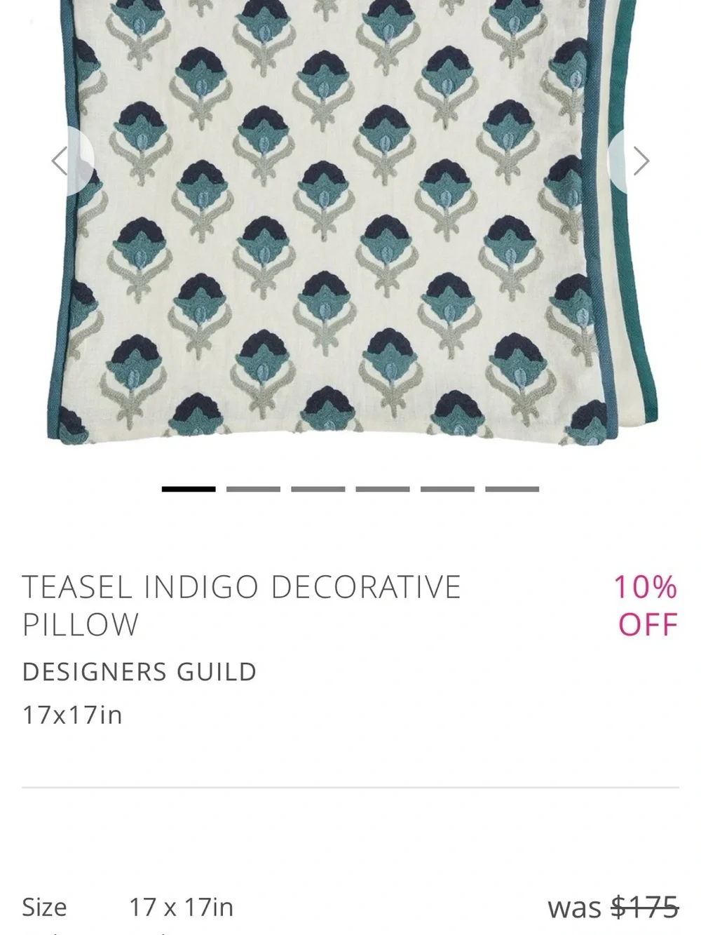 Pillow case  Blue Floral Cotton Throw